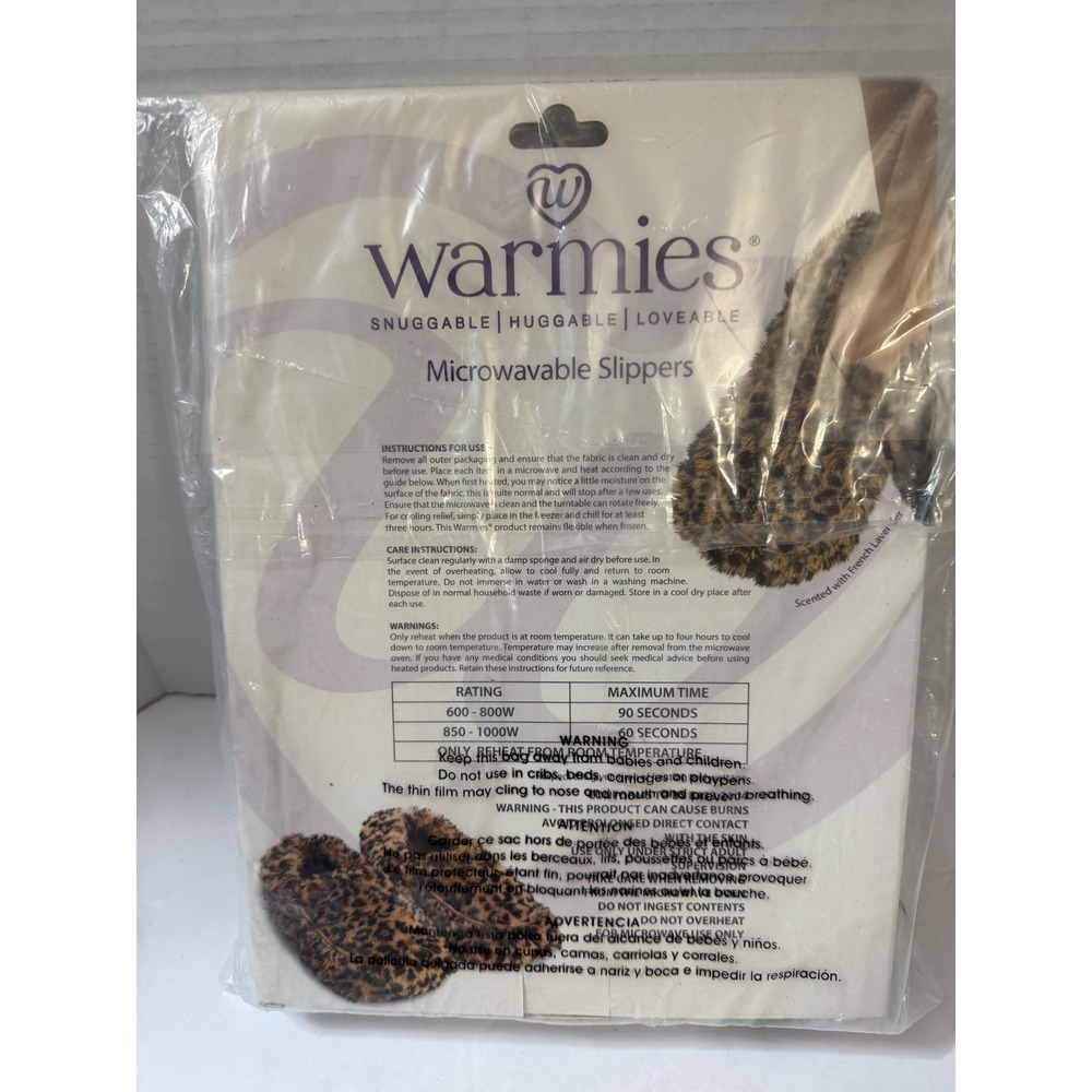 Warmies Microwavable Slippers Leopard Print Lavender Scented One Size 6-10 NEW - Picture 6 of 6